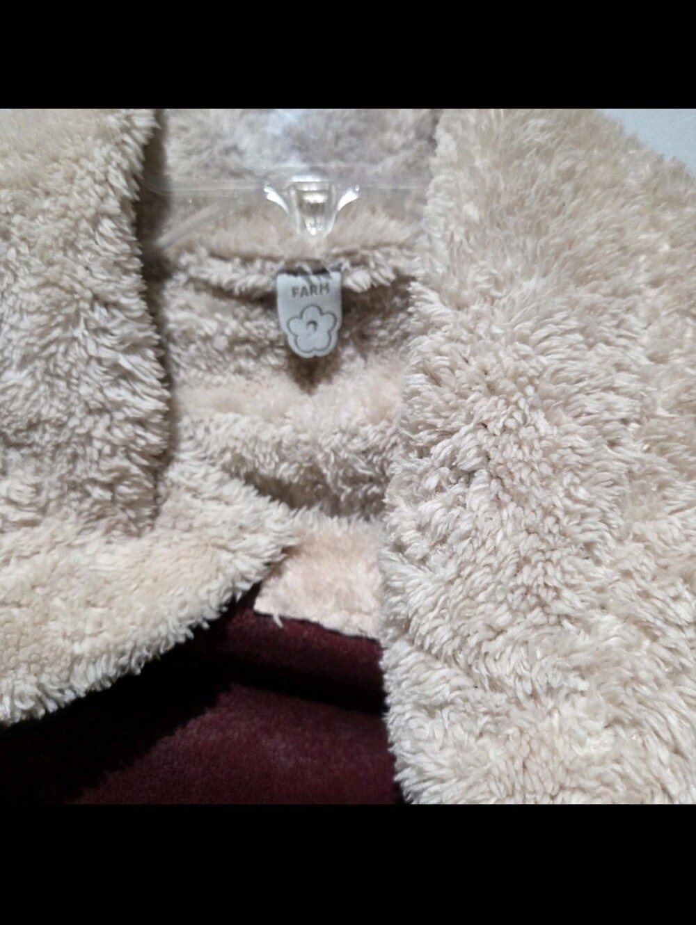 FARM Rio Burgundy Jacket with Cream Sherpa Collar - Picture 6 of 7